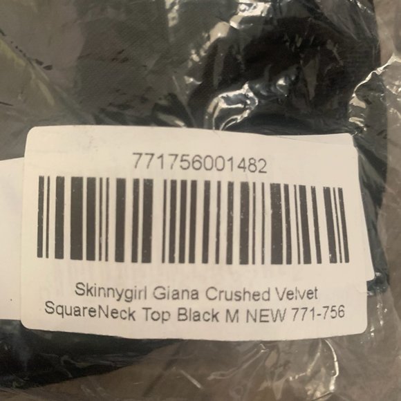 NWT SKINNYGIRL GIANA CRUSHED VELVET SQUARE NECK TOP BLACK MEDIUM & 1X - Picture 11 of 16